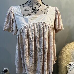 Free People Cream Lace Blouse